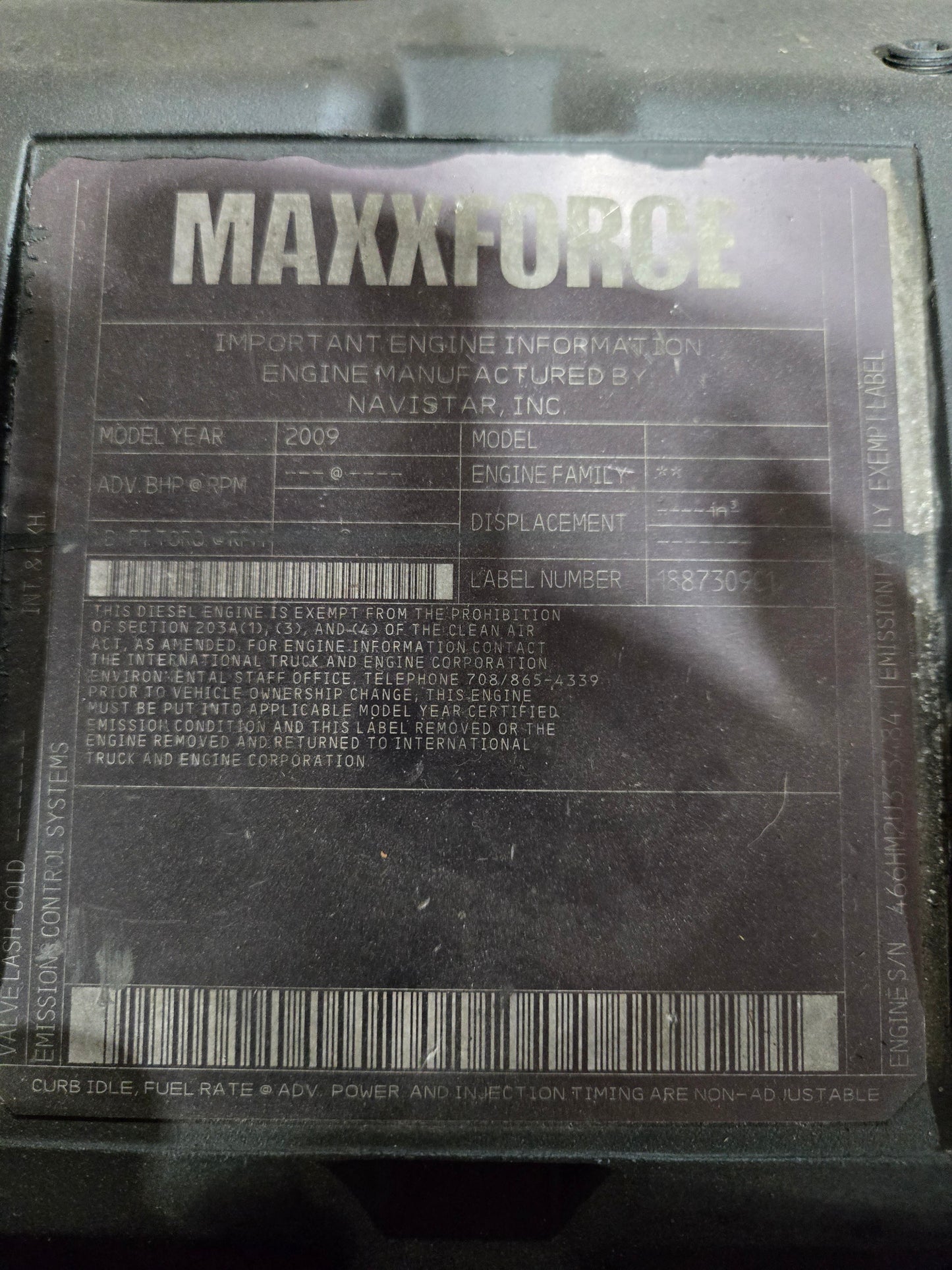 2009 Maxxforce 9 DT466 Surplus Tested Engine